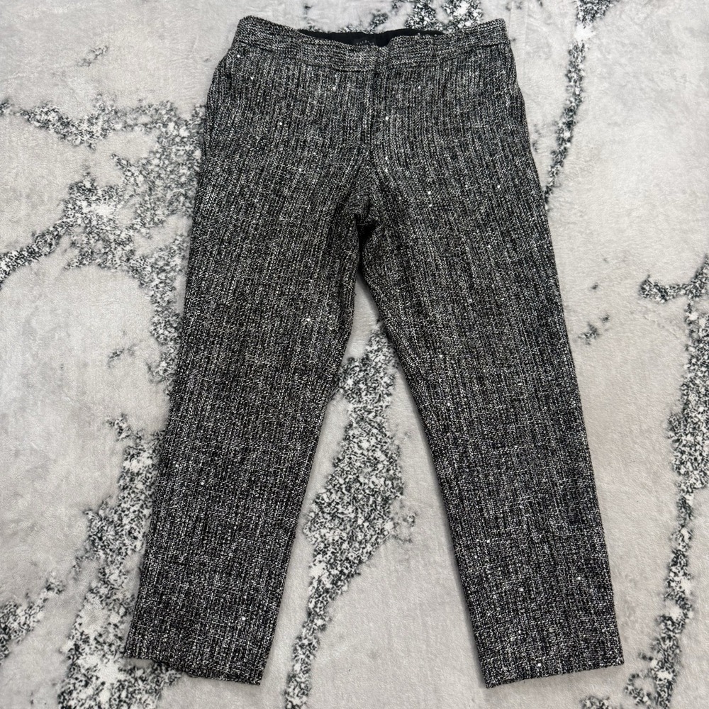 Talbots Hampshire Ankle Pants Womens 16 Black White Tweed Career Stretch Texture